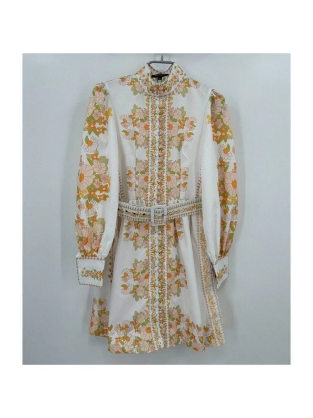 Beulah Leila Floral Belted Mini Dress Button Up size L Tuckernuck Exclusive NWT